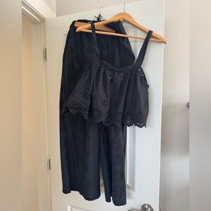 Z Supply Black Eyelet Top & pant set